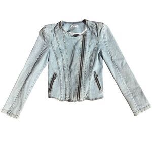 RACHEL Made In Korea Light Wash Denim Zip Up Jacket Size Small